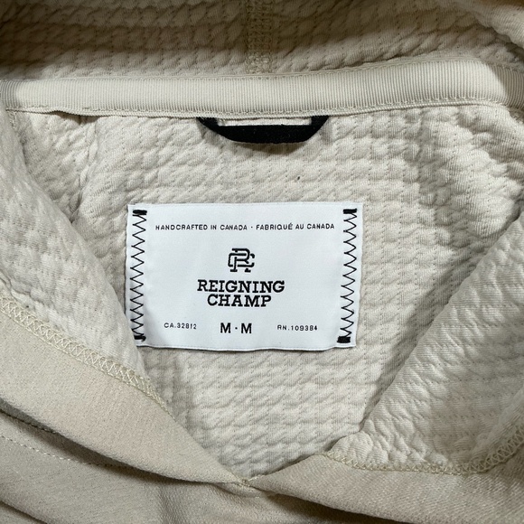 Reigning Champ Handcrafted MIDWEIGHT TERRY FADEAWAY HOODIE Beige SZ Medium - Picture 4 of 8